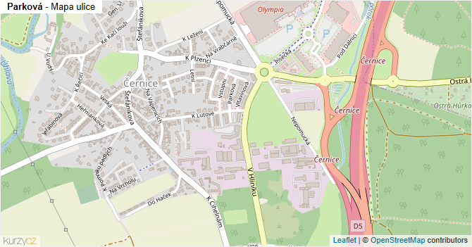 Parková - mapa ulice