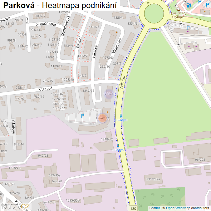 Mapa Parková - Firmy v ulici.
