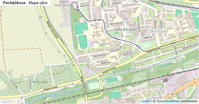 Pecháčkova - mapa ulice