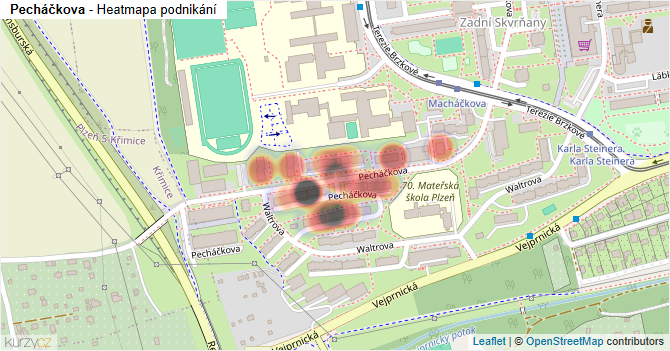 Pecháčkova - mapa podnikání
