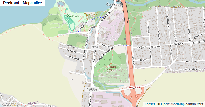 Pecková - mapa ulice