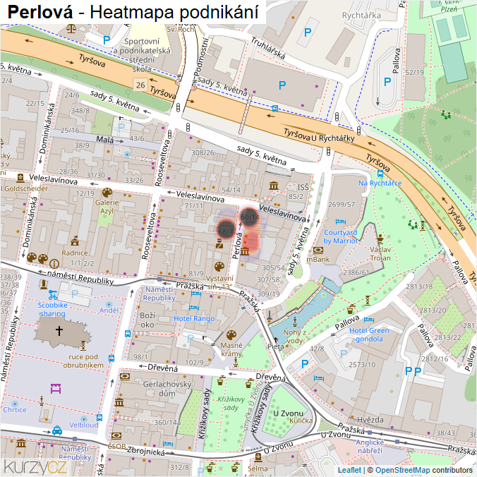 Mapa Perlová - Firmy v ulici.