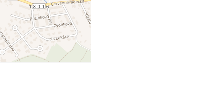 Pěší v obci Plzeň - mapa ulice