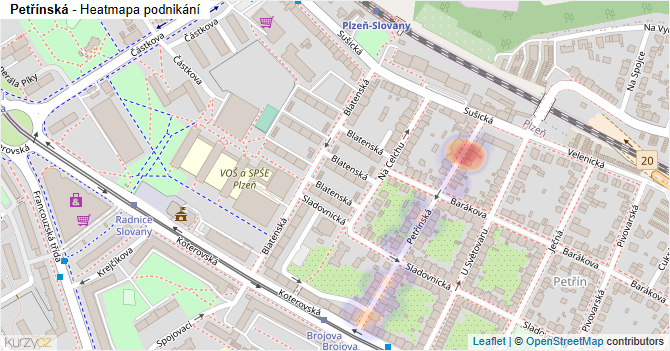 Petřínská - mapa podnikání