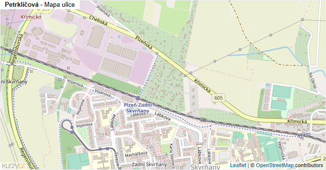 Petrklíčová - mapa ulice