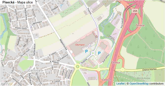 Písecká - mapa ulice