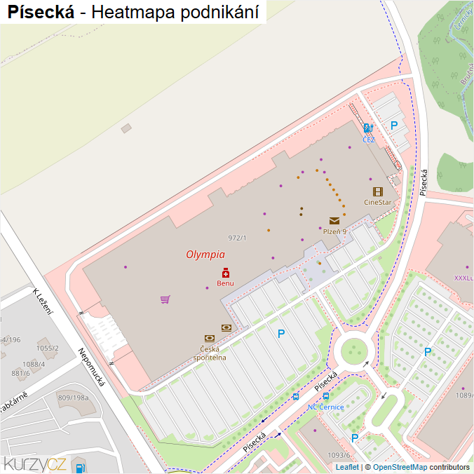 Mapa Písecká - Firmy v ulici.