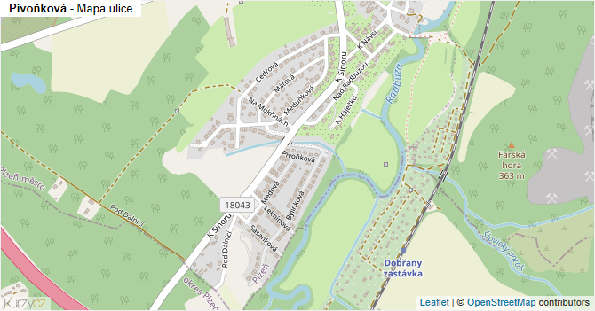 Pivoňková - mapa ulice