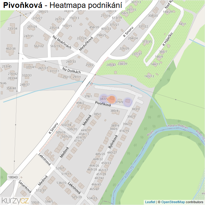 Mapa Pivoňková - Firmy v ulici.