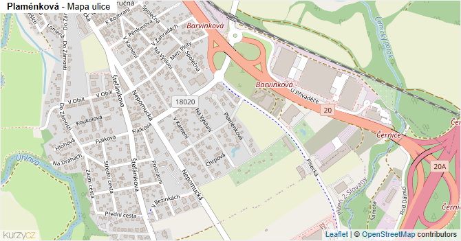 Plaménková - mapa ulice