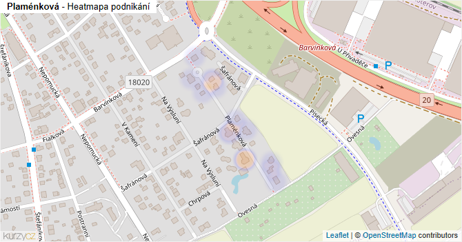Plaménková - mapa podnikání
