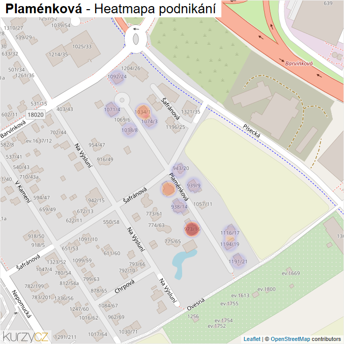Mapa Plaménková - Firmy v ulici.