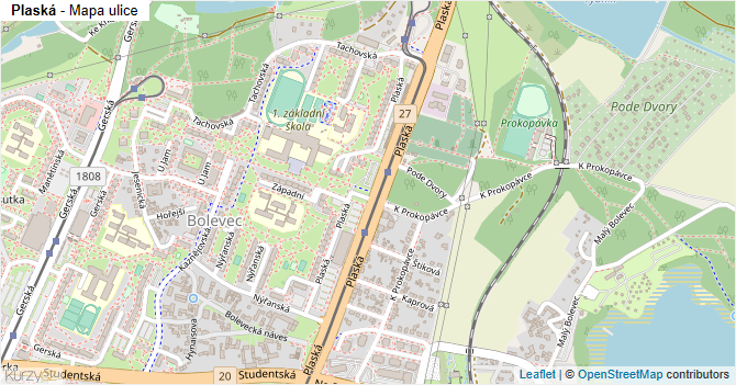 Plaská - mapa ulice