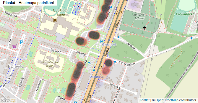 Plaská - mapa podnikání