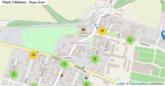 Plzeň 5-Křimice - mapa firem