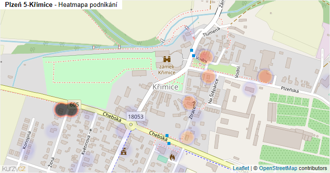 Plzeň 5-Křimice - mapa podnikání
