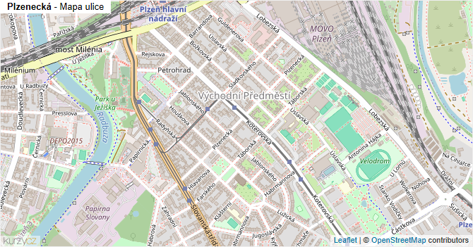 Plzenecká - mapa ulice