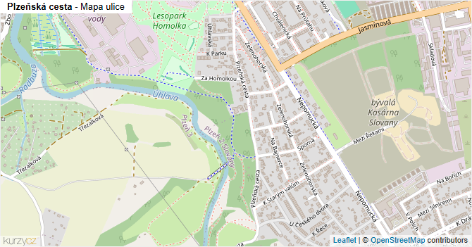 Plzeňská cesta - mapa ulice