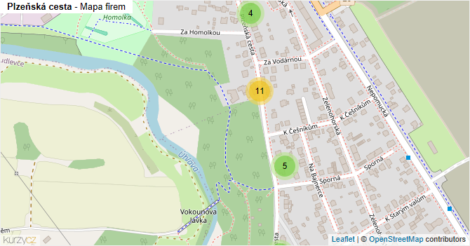 Plzeňská cesta - mapa firem