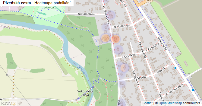 Plzeňská cesta - mapa podnikání