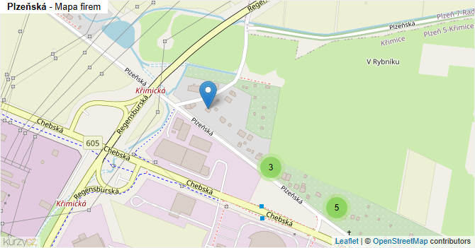 Plzeňská - mapa firem