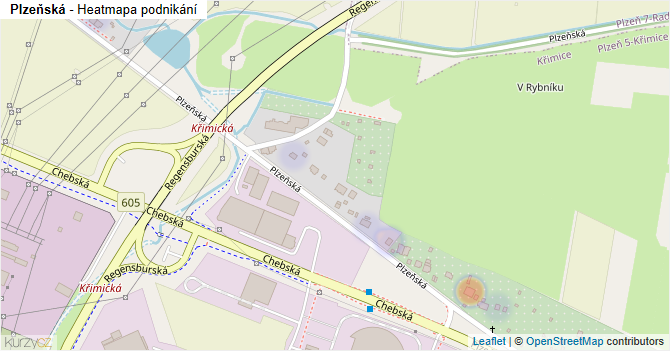 Plzeňská - mapa podnikání