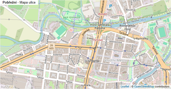Pobřežní - mapa ulice