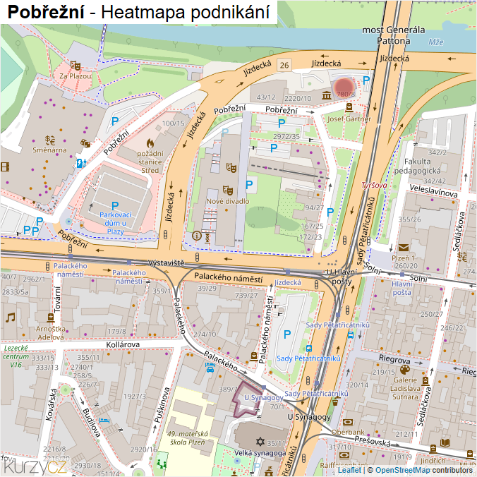 Mapa Pobřežní - Firmy v ulici.