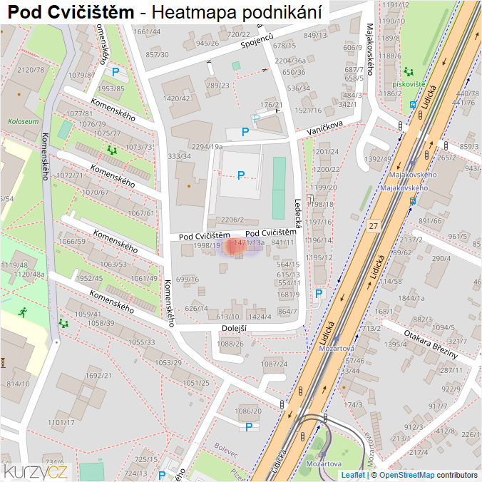 Mapa Pod Cvičištěm - Firmy v ulici.
