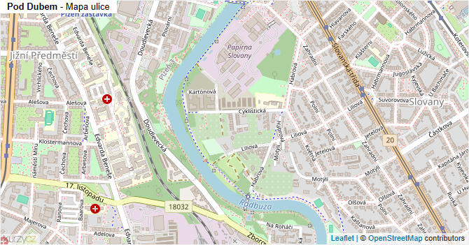 Pod Dubem - mapa ulice