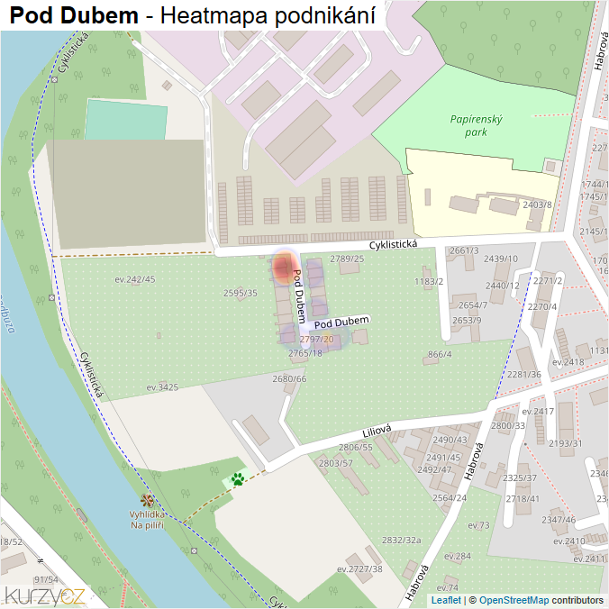 Mapa Pod Dubem - Firmy v ulici.
