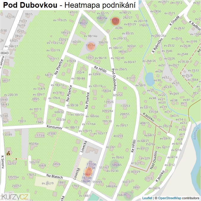 Mapa Pod Dubovkou - Firmy v ulici.