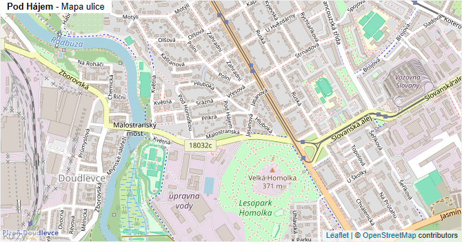 Pod Hájem - mapa ulice