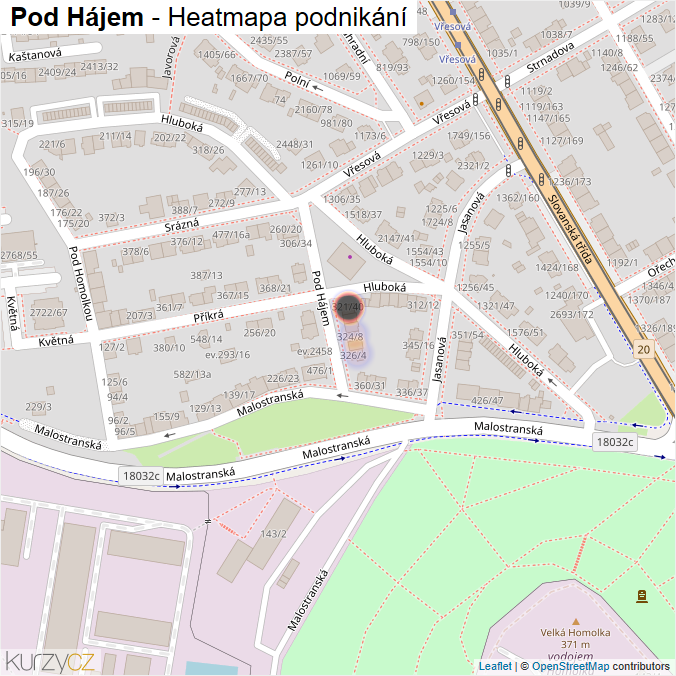 Mapa Pod Hájem - Firmy v ulici.