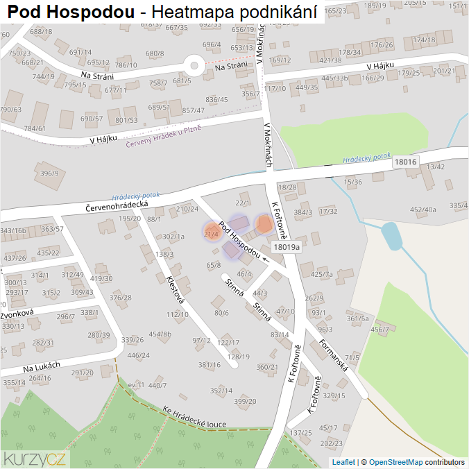 Mapa Pod Hospodou - Firmy v ulici.