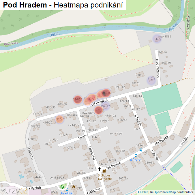 Mapa Pod Hradem - Firmy v ulici.