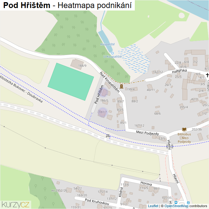Mapa Pod Hřištěm - Firmy v ulici.