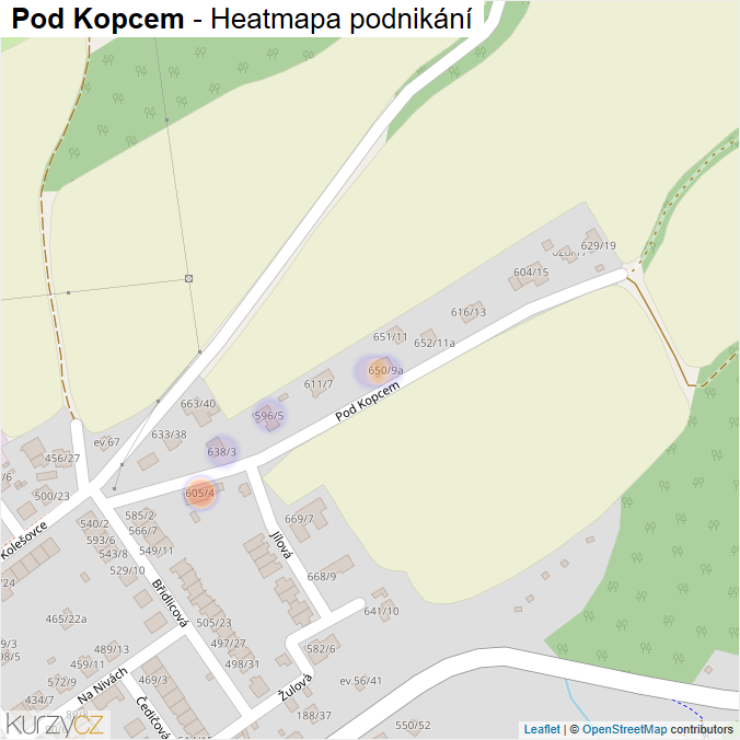 Mapa Pod Kopcem - Firmy v ulici.