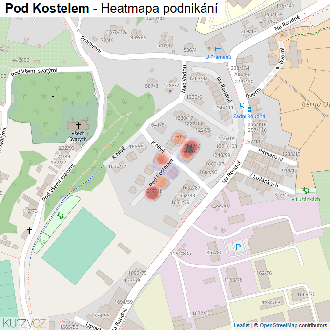 Mapa Pod Kostelem - Firmy v ulici.