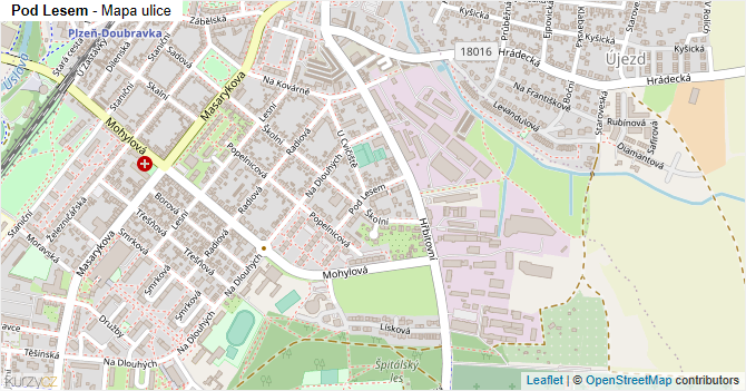 Pod Lesem - mapa ulice
