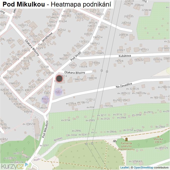 Mapa Pod Mikulkou - Firmy v ulici.