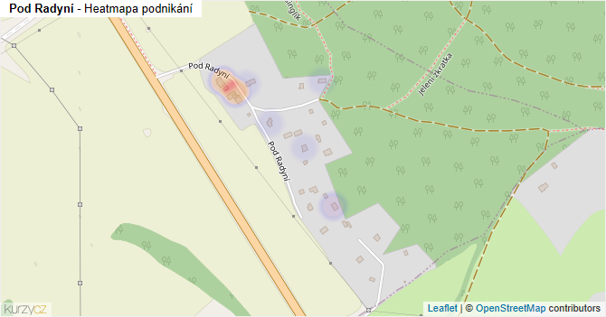 Pod Radyní - mapa podnikání