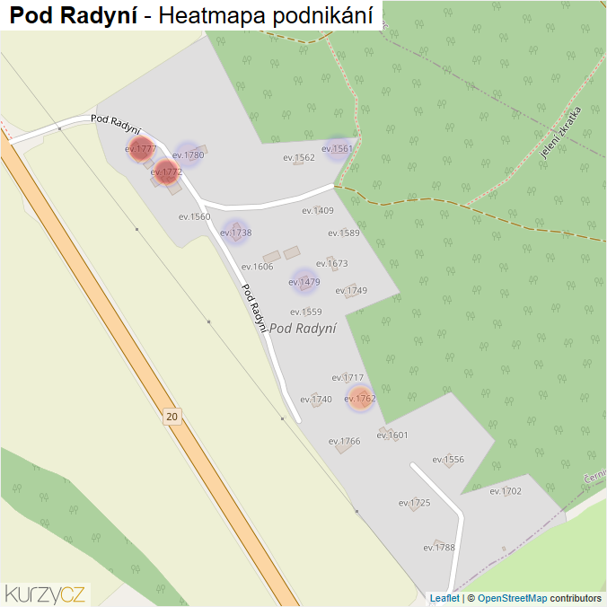 Mapa Pod Radyní - Firmy v ulici.