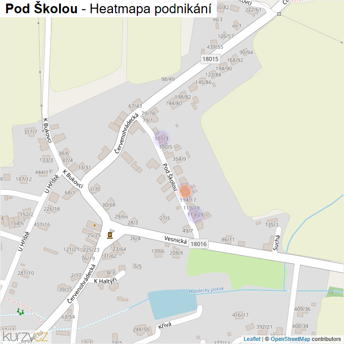 Mapa Pod Školou - Firmy v ulici.