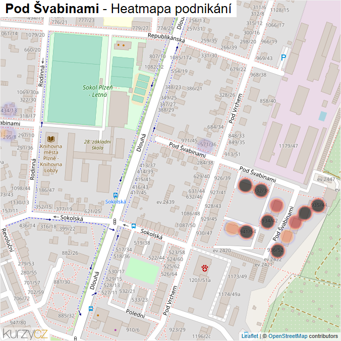Mapa Pod Švabinami - Firmy v ulici.