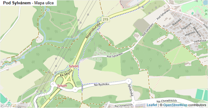 Pod Sylvánem - mapa ulice