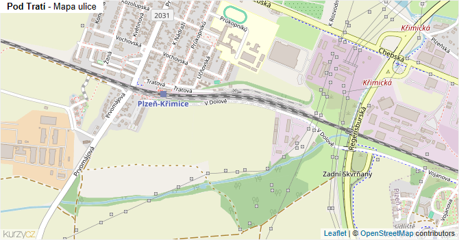 Pod Tratí - mapa ulice