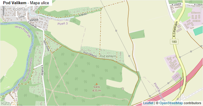 Pod Valíkem - mapa ulice
