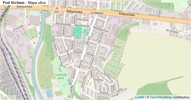 Pod Vrchem - mapa ulice