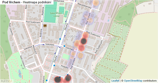 Pod Vrchem - mapa podnikání
